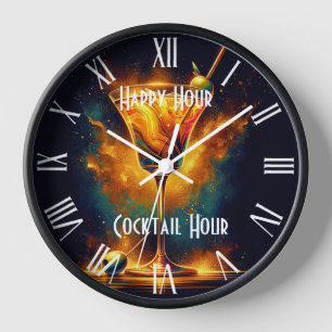 Modern Party Time Neon Personalized Clock