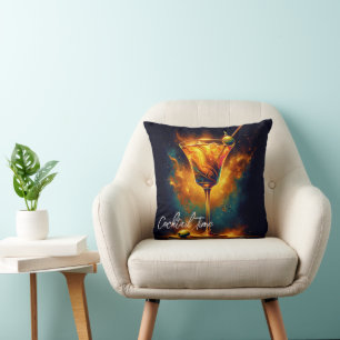 Modern Party Time Neon Personalized Throw Pillow