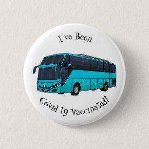 Modern passenger bus cartoon illustration 2 inch round button