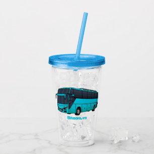 Modern passenger bus cartoon illustration  acrylic tumbler