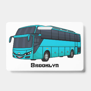 Modern passenger bus cartoon illustration  badge