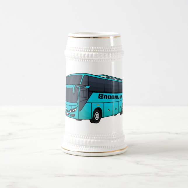 Modern passenger bus cartoon illustration  beer stein (Center)