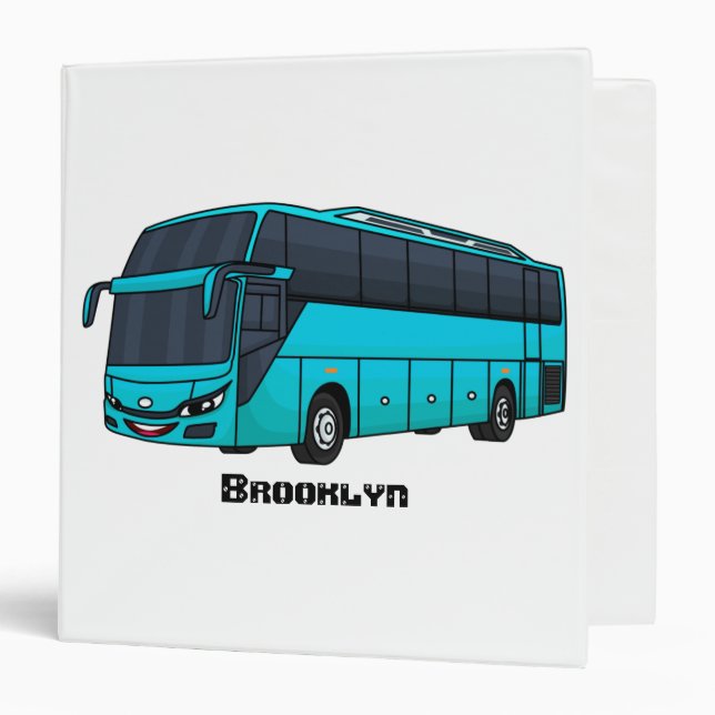 Modern passenger bus cartoon illustration binder (Front/Inside)