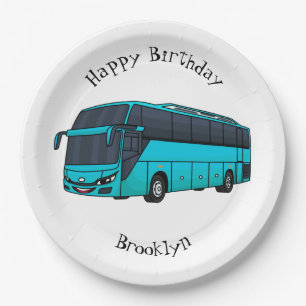 Modern passenger bus cartoon illustration paper plate