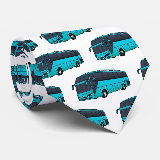 Modern passenger bus cartoon illustration tie (Rolled)