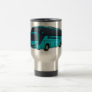 Modern passenger bus cartoon illustration travel mug