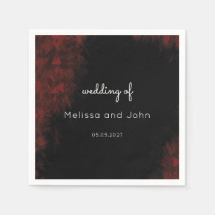 Modern Passionate Red 'n Black Wedding Design Napkin