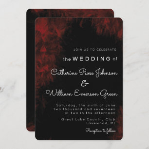 Modern Passionate Red 'n Black Wedding Invitation