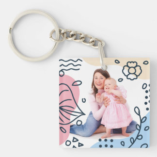 Modern Pastel Abstract Art Custom 2 X Photo Keychain