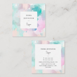 Modern pastel Abstract Painted Pattern Square Business Card