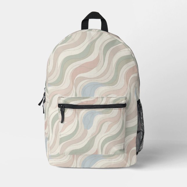 Modern Pastel Abstract Waves Backpack (Front)