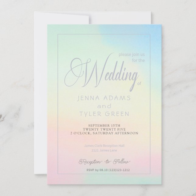 Modern Pastel and Silver Wedding Invitation (Front)