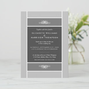 Modern Pastel Block - Silver Grey - Wedding Invitation