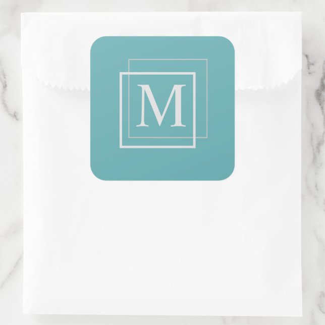 Modern Pastel Blue And White Monogram Sticker (Bag)