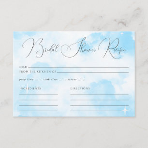 Modern Pastel Blue Cloud Nine Bridal Shower Recipe Enclosure Card