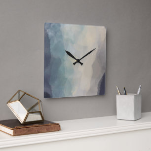 Modern Pastel Blue Pretty Abstract Pattern Square Wall Clock