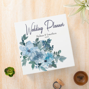 Modern Pastel Blue Roses Floral Wedding Planner Binder