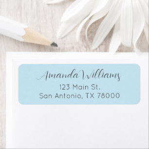 Modern Pastel Blue Script Return Adresse