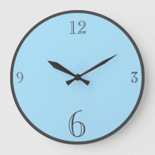 Modern Pastel Blue  Solid colour Basic minimalist Large Clock