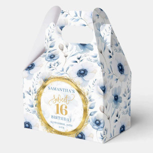 Modern Pastel Blue Sweet 16 Gold Glitter Favor Box