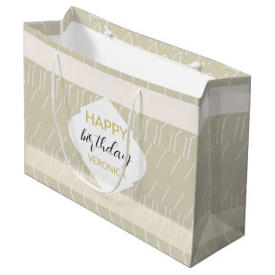 Modern Pastel Blush Geometric Monogram Large Gift Bag