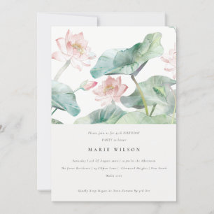 Modern Pastel Blush Waterlily Any Age Birthday Invitation