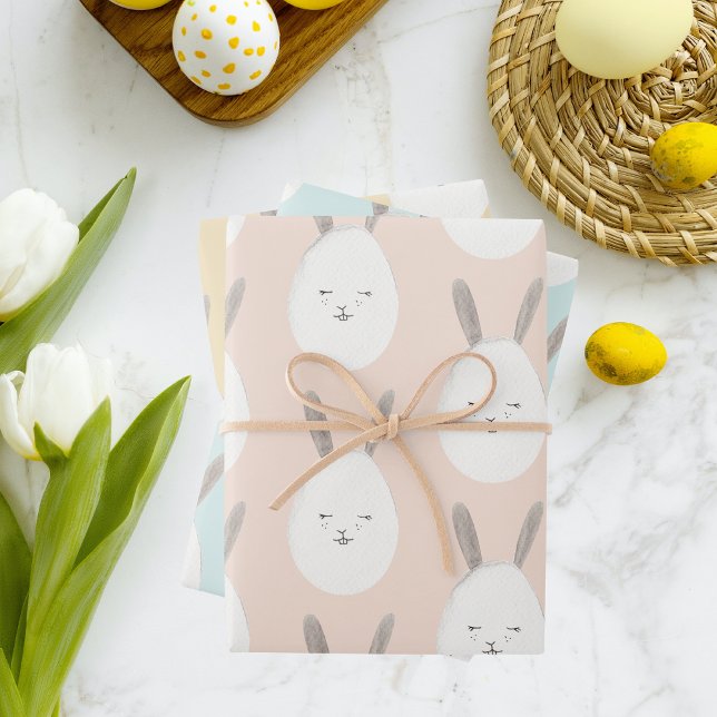 Modern Pastel Bunny Egg Pattern | Easter Blessings Wrapping Paper Sheet (Creator Uploaded)