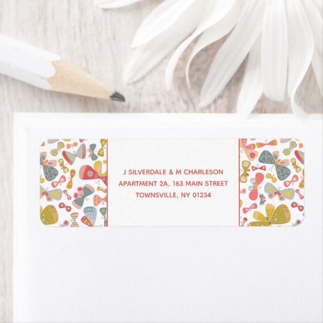 Modern Pastel Butterfly Pattern Return Address (Insitu)