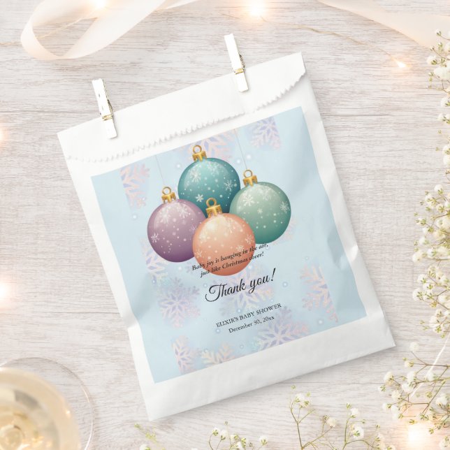 Modern Pastel Christmas Ornament Baby Shower Favour Bag (Clipped)