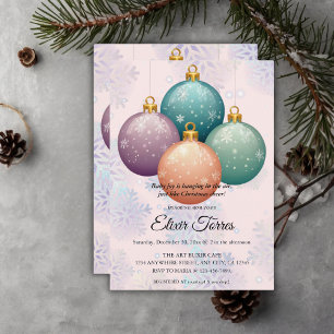 Modern Pastel Christmas Ornament Baby Shower Invitation