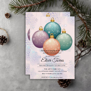 Modern Pastel Christmas Ornament Baby Shower Invitation