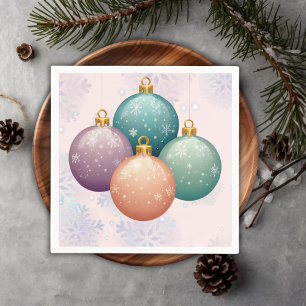 Modern Pastel Christmas Ornament Baby Shower Napkin