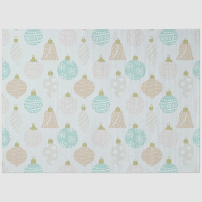Modern Pastel Christmas Ornaments Green Christmas Tissue Paper (Front)