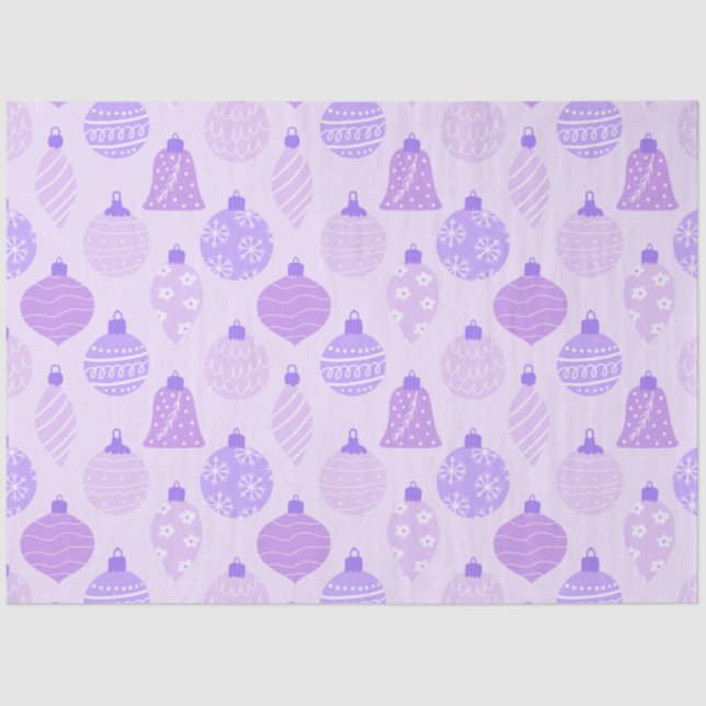 Modern Pastel Christmas Ornaments Purple Christmas Tissue Paper (Front)