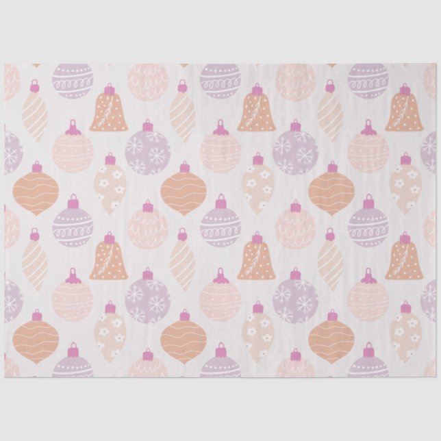 Modern Pastel Christmas Ornaments White Christmas Tissue Paper (Front)