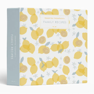 Modern Pastel Citrus Lemons Family Recipes Binder