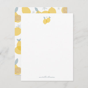 Modern Pastel Citrus Lemons Pattern Custom Name Card