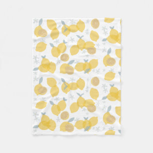 Modern Pastel Citrus Lemons Pattern Fleece Blanket