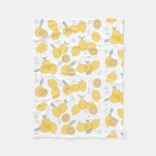 Modern Pastel Citrus Lemons Pattern Fleece Blanket (Front)