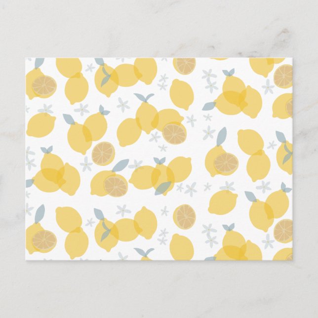 Modern Pastel Citrus Lemons Pattern Holiday Postcard (Front)