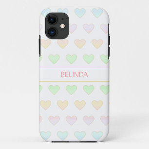 Modern Pastel Colour Heart Pattern on White Case-M iPhone 11 Case
