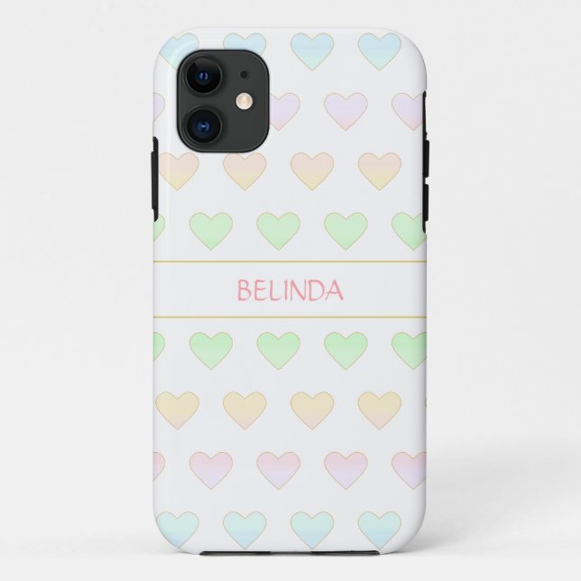 Modern Pastel Colour Heart Pattern on White Case-M Case-Mate iPhone Case (Back)