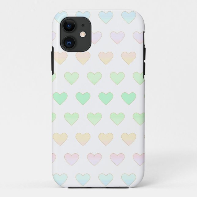 Modern Pastel Colour Heart Pattern on White Case-Mate iPhone Case (Back)