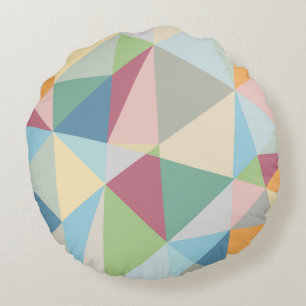 Modern Pastel Colourful Geometric Pattern Round Pillow