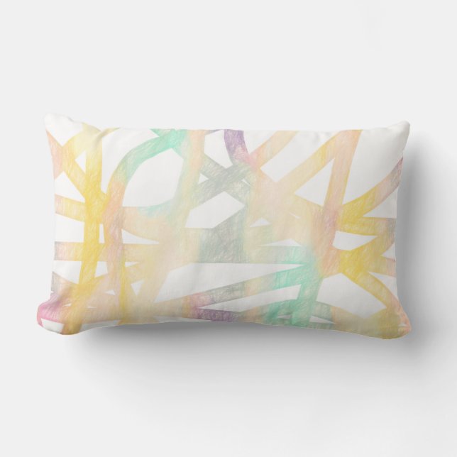 modern pastel colours abstract  painted design art lumbar pillow (Front)