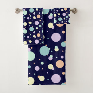Modern Pastel Colours Circles Pattern Bath Towel Set