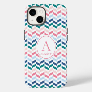 Modern Pastel Colours Geometric Chevron Monogram B iPhone 14 Case