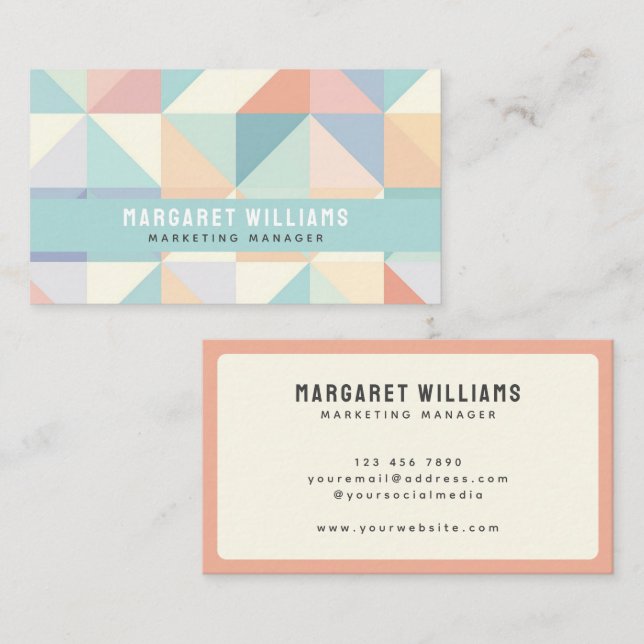 Modern Pastel Colours Geometric Pattern Design Business Card (Front/Back)