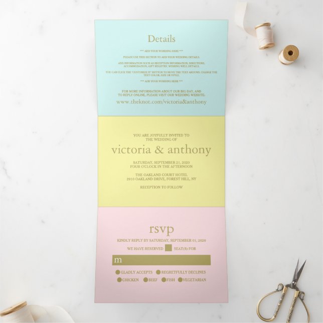 Modern Pastel Colours Wedding Suite Tri-Fold Invitation (Inside)