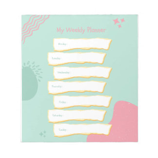 Modern Pastel Colours Weekly Planner Notepad